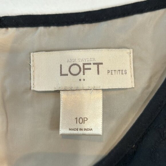 Loft black cotton eyelet sleeveless shift dress size 10P - Picture 4 of 7